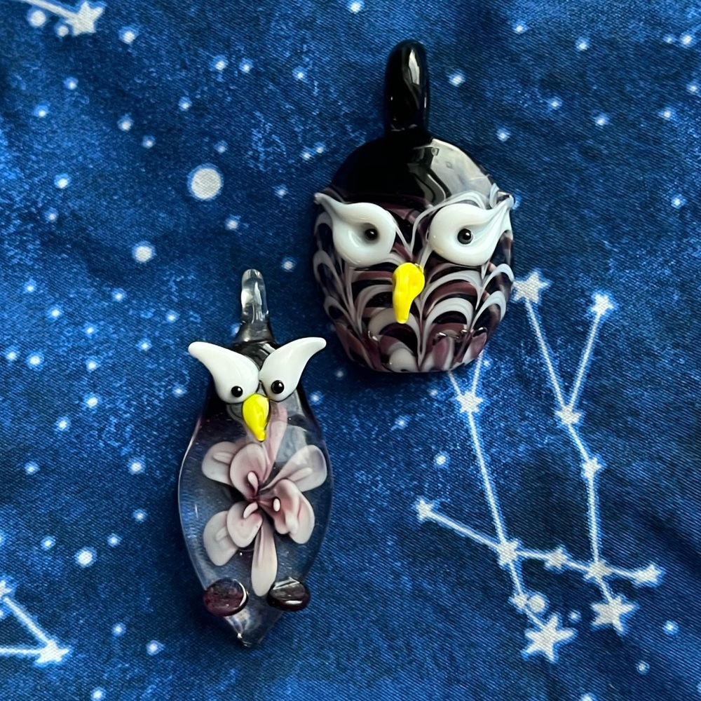 LAST CHANCE! Bundle of Purple Murano Glass Owl Pendants